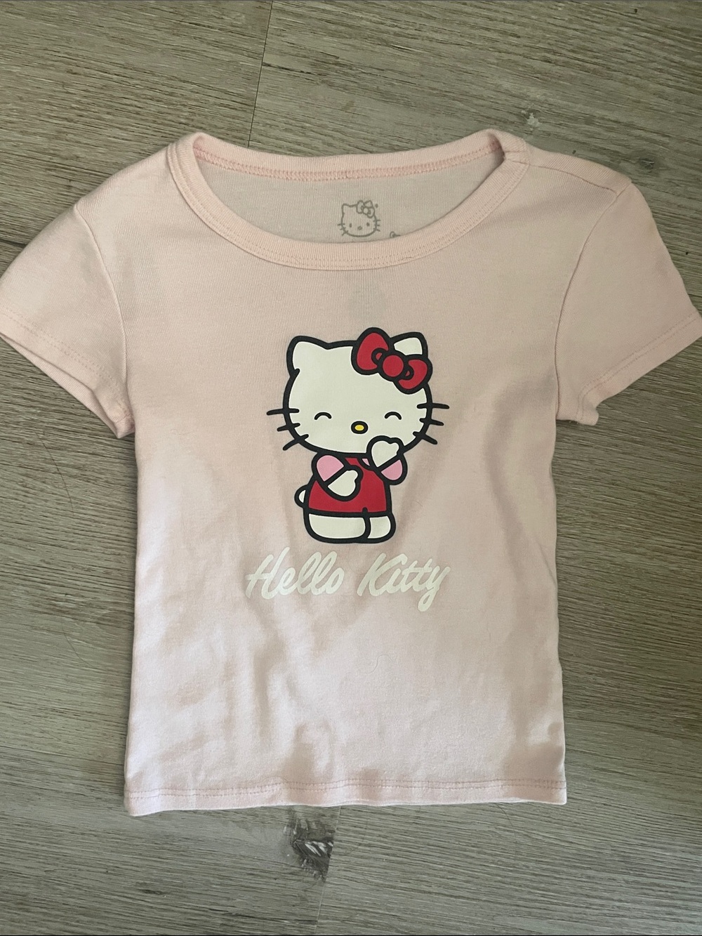 Hello Kitty Pink Tee with Red Bow Graphic